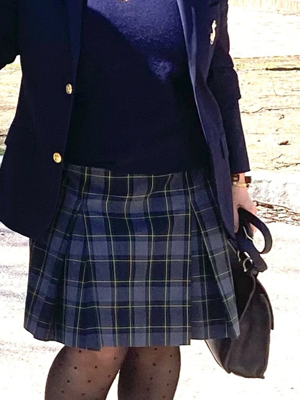 Royal Park Uniforms Plaid School Uniform Pleated Skirt Green & Yellow
